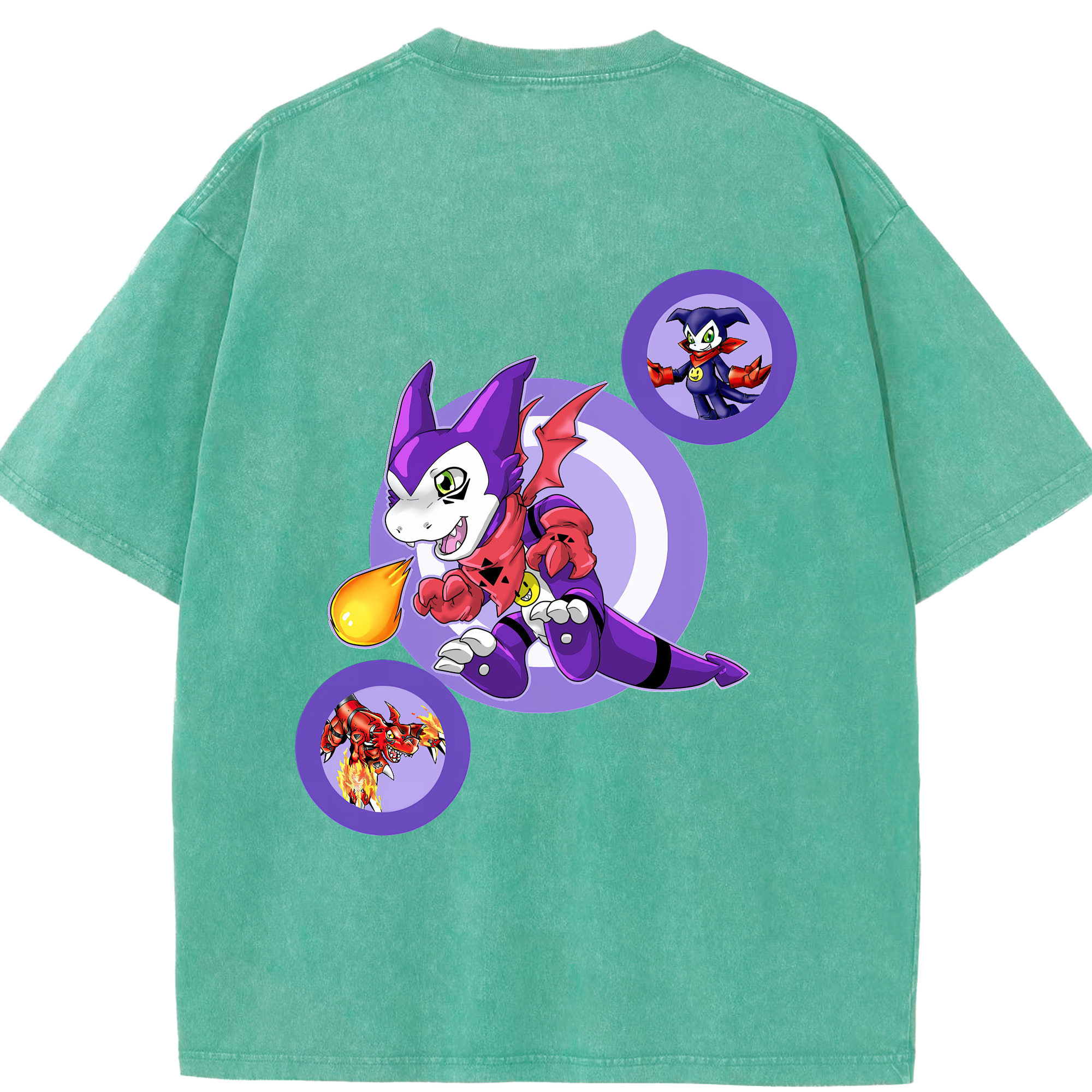 （画像用） Digimon デジタルモンスター/デジモン 綿100% ヴィンテージ風 半袖Tシャツ（背面プリント）